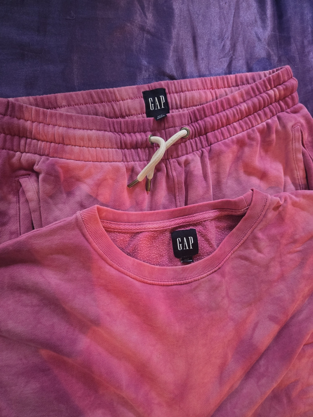 GAP Pink Tie Dye Loungewear Set Crewneck Sweatshirt & Joggers Size XS